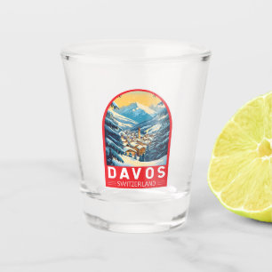 Copo De Shot Davos Suiça Viagem de Art Emblem