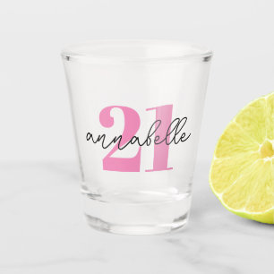 Copo de shot de 21º aniversário primeiro nome