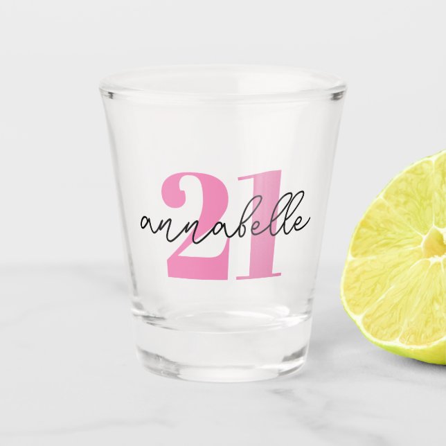 Copo de shot de 21º aniversário primeiro nome (Frente)