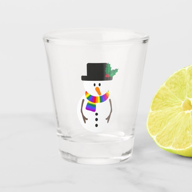 Copo de Shot de Boneco de Neve Orgulho LGBT+ (Frente)