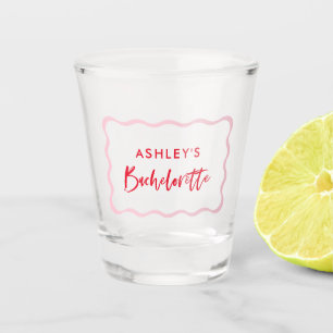 Copo de shot de despedida de solteira retrô rosa e