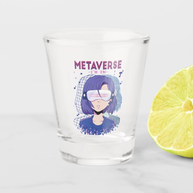 Copo de shot de menina de anime com óculos de real (Frente)