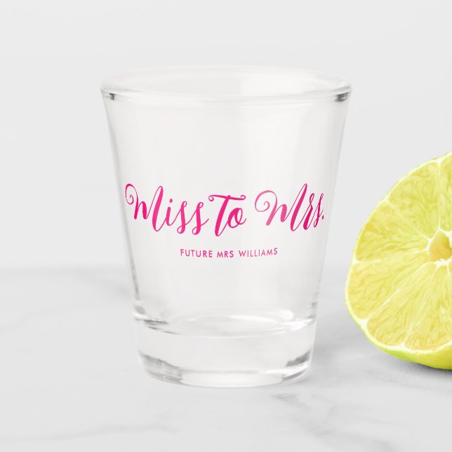 Copo De Shot De Miss para Mrs Modern Boho Script Despedida de S (Frente)