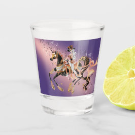 Copo de shot de senhora e cavalo steampunk