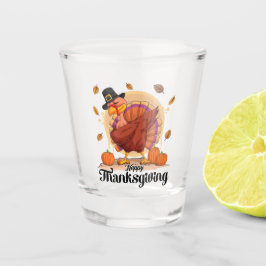 Copo de Shot de Tipografia Feliz Dia de Ação de Gr
