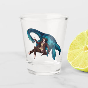 Copo De Shot Debaixo d'água com um Plesiossauro