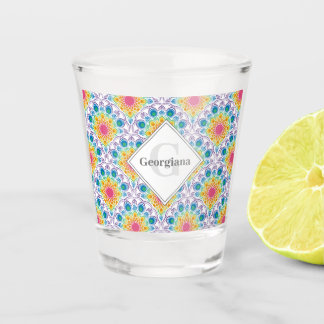 Copo De Shot Deco Personalizado da Fonte Floral do Arco-Íris