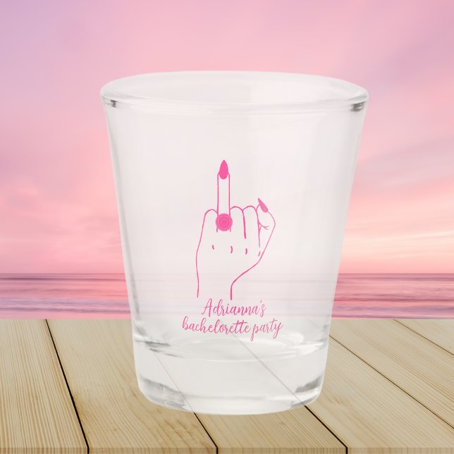 Copo De Shot Dedo do Anel da Festa de solteira Moderna Engraçad (Funny Modern Bachelorette Party Bride Ring Finger Shot Glass)
