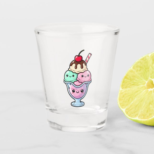 Copo De Shot Delicioso Sundae de Sorvete Kawaii (Frente)