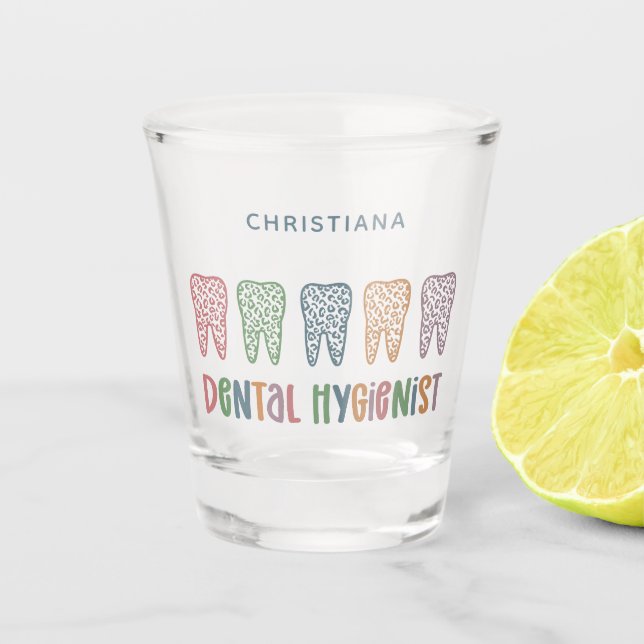 Copo De Shot Dentes de impressão leopardo hipergienista dentári (Frente)