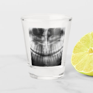 Copo De Shot Dentes de Raio X Sorriso de Boca Preto e Branco