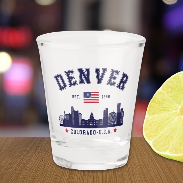 Copo De Shot Denver CO Skyline Souvenir Design (Criador carregado)