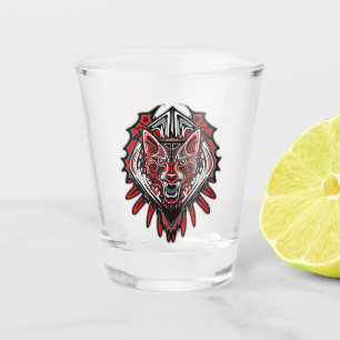 Copo De Shot Desenho de Totem Tribal Haida de Lobo