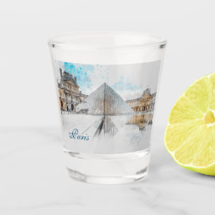 Copo De Shot Desenho em aquarela do Louvre Paris, França