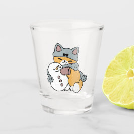 Copo De Shot Design de Feriado de Inverno de Gato Muito Diverti