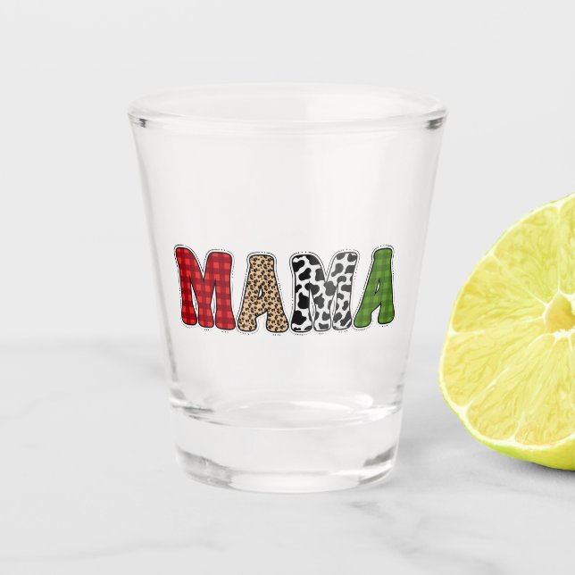 Copo De Shot Design de padrão xadrez do Natal da Mamãe (Frente)