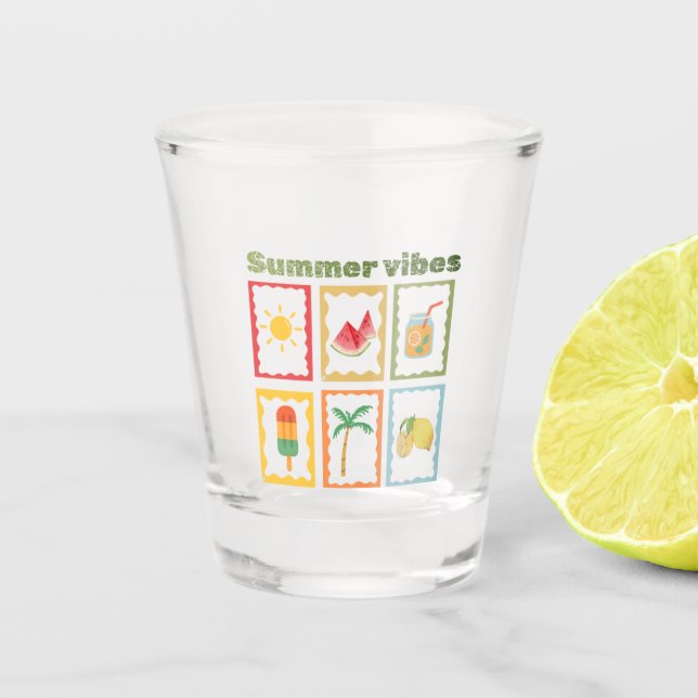 Copo De Shot Design de Vibes de Verão Retrô (Frente)
