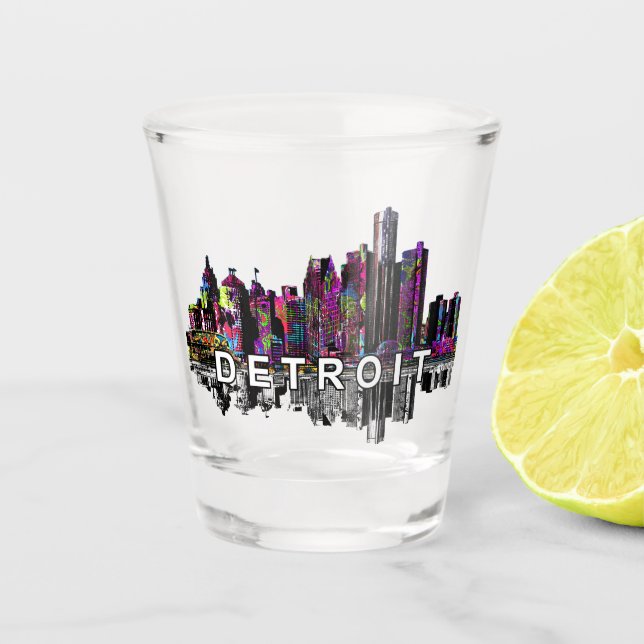 Copo De Shot Detroit, Michigan em grafite Shot Glass (Frente)