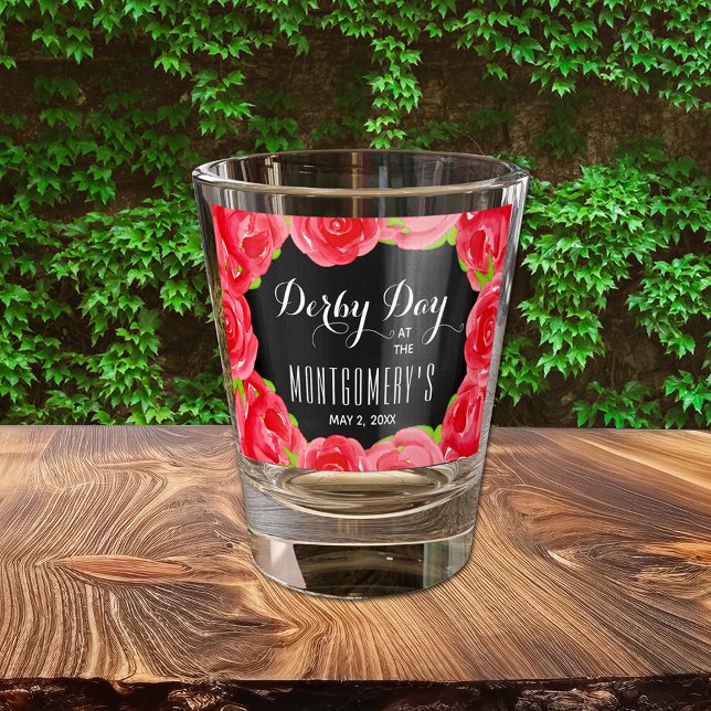 Copo De Shot Dia de Derby do Rosa vermelha (Red Roses Derby party shot glasses - great to serve at your party and/or give as party favors.)