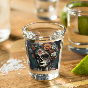 Copo De Shot Dia de los muertos pintado