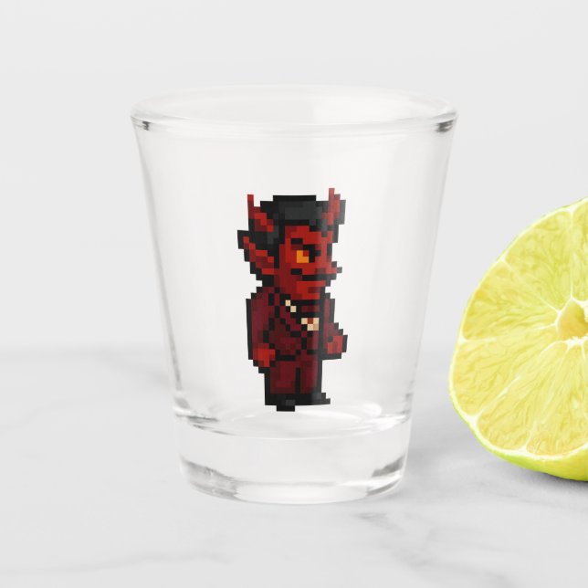 Copo De Shot Diabo Retro de 8 bits (Frente)