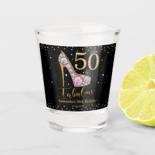Copo De Shot Diamante Dourado rosa 50 e 50º aniversário fabulos