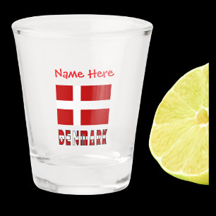 Copo De Shot Dinamarca Bandeira Dinamarquesa Vermelha Personali