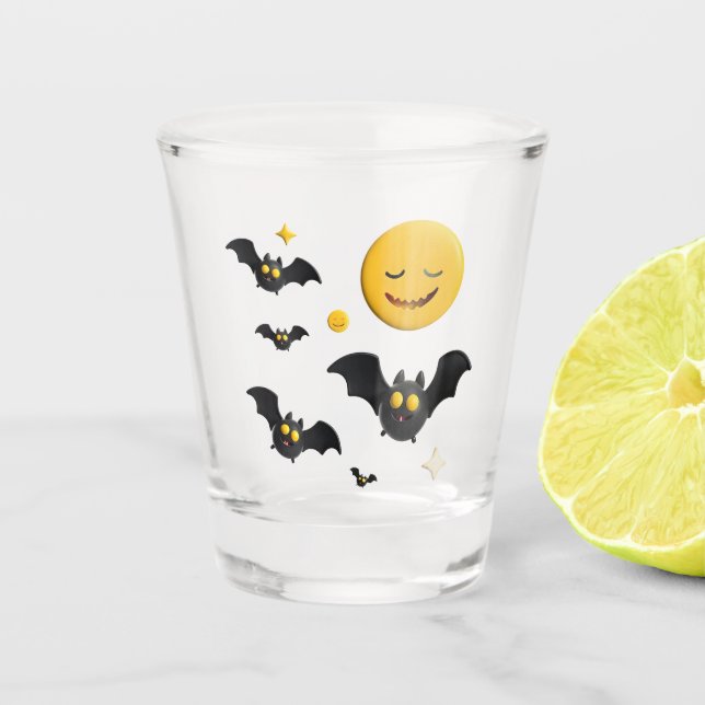 Copo de Shot do Halloween Morcegos ao Luar (Frente)