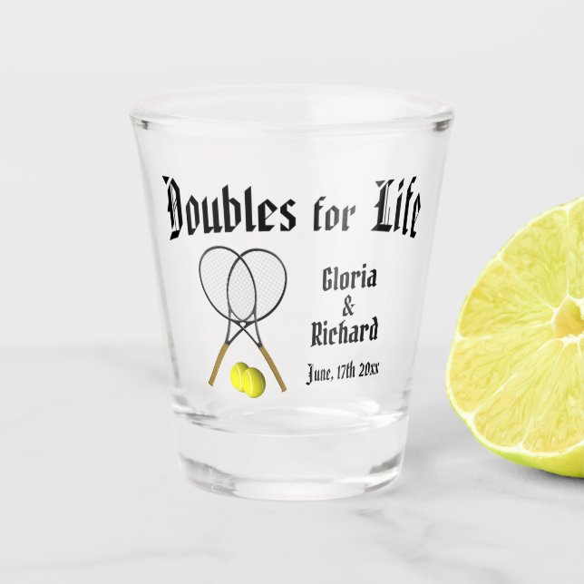 Copo De Shot Doubles for Life Tênis Wedding (Frente)