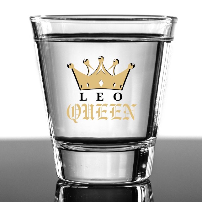 Copo De Shot Dourado Leo Queen Zodiac - Sinal de Astrologia Ani (Gold Leo Queen Zodiac Sign Astrology Birthday Shot Glass)