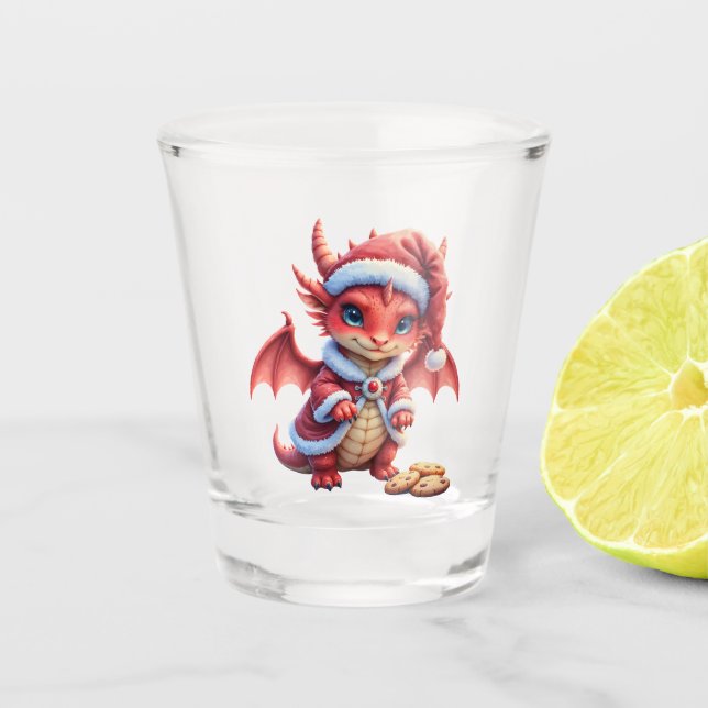 Copo De Shot Dragão de Natal, muito fofo para prender,  (Frente)