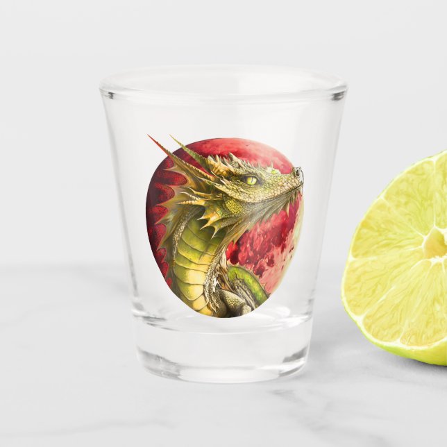 Copo De Shot Dragão na Lua Sangrenta (Frente)