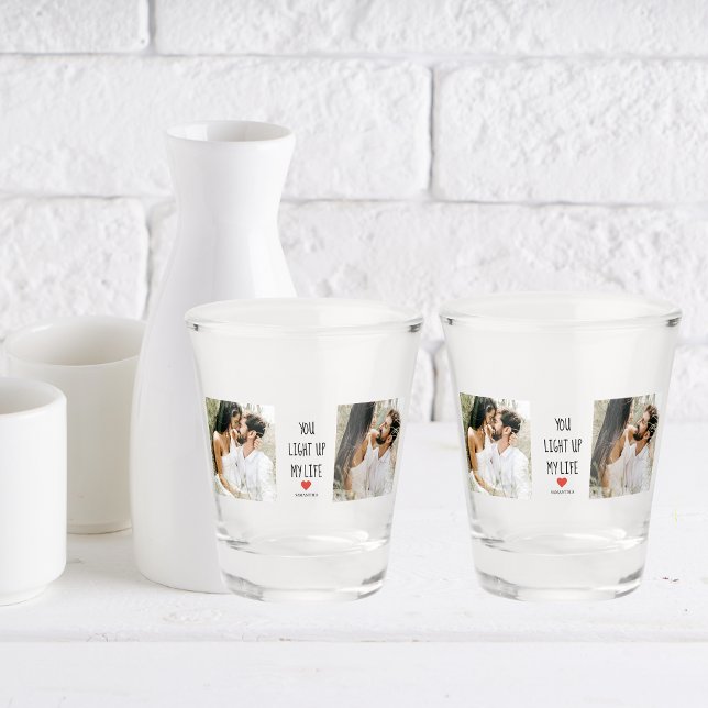 Copo De Shot Duas Fotografias | Feliz Dia dos Namorados | Citaç (Criador carregado)