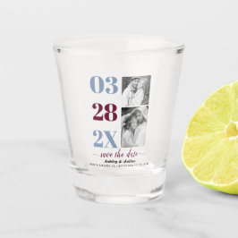 Copo De Shot Dusty blue e burgundy duas fotos Salvar a data