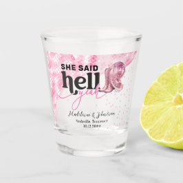 Copo De Shot Ela Disse Sim Com um Brilho Rosa Chapéu de Caubói