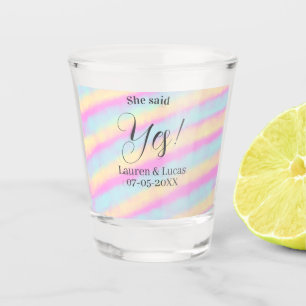 Copo De Shot Ela disse sim festa de noivado rosa azul amarelo s