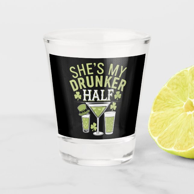 Copo De Shot Ela é Minha Metade Mais Bêbada Casal Combinado St  (Frente)