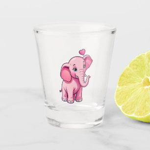 Copo De Shot Elefante De Bebê Cor-De-Rosa E Bonita Com Amor