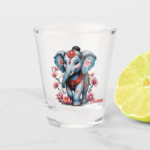 Copo De Shot Elefante majestoso no estilo tradicional japonês.