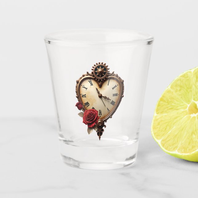 Copo De Shot Elegância Eterna – Coração Mecânico (Frente)