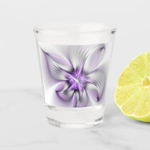 Elegância Floral Arte Fractal Violeta Abstrata Mod
