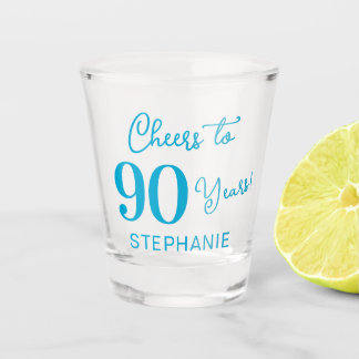 Copo De Shot Elegante Azul Água Brindes a 90 Anos Aniversário d