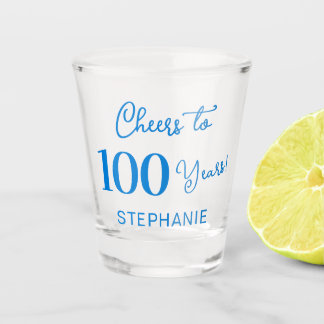 Copo De Shot Elegante Azul Brinde aos 100 Anos Aniversário de 1