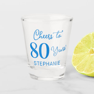 Copo De Shot Elegante Azul Brinde aos 80 Anos Aniversário de 80