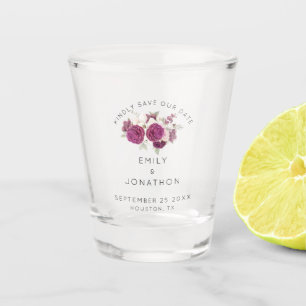 Copo De Shot Elegante Burgundy Florals Guarda A Data