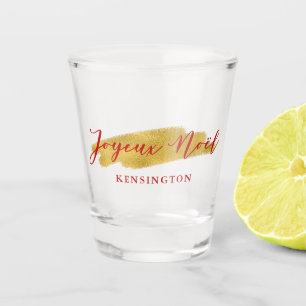 Copo De Shot Elegante Moderno Folha de Ouro Joyeux Noel Natal