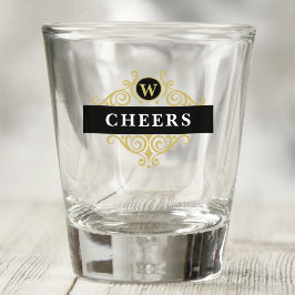 Copo De Shot Elegante Personalizado Preto e Dourado