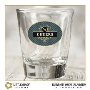 Copo De Shot Elegante Pinstripe Preto e Cinza Personalizado