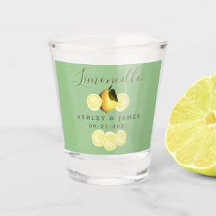 Copo De Shot Elegante Script Watercolor Lemon Wedding Limoncell