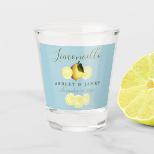 Copo De Shot Elegante Script Watercolor Lemon Wedding Limoncell